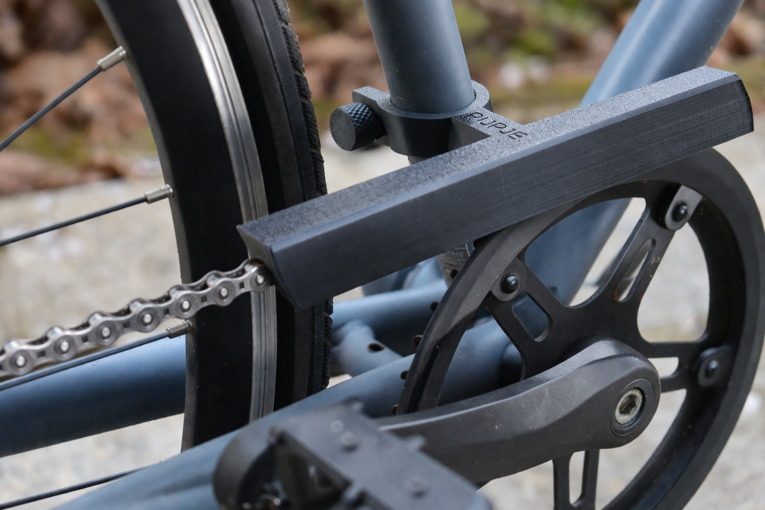PIJPJE chain guard installed on a bicycle